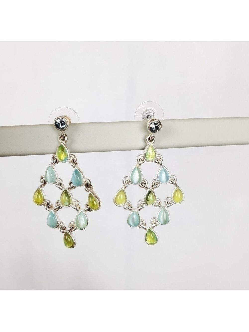 Dangle diamond shape pastel drop fashion earrings